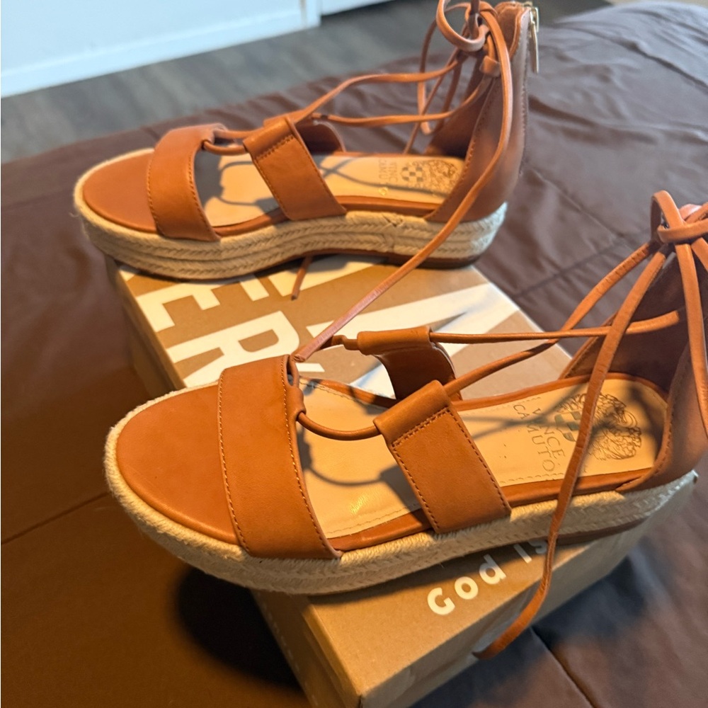 Vince Camuto Brown Espadrille Sandals - Picture 2 of 6
